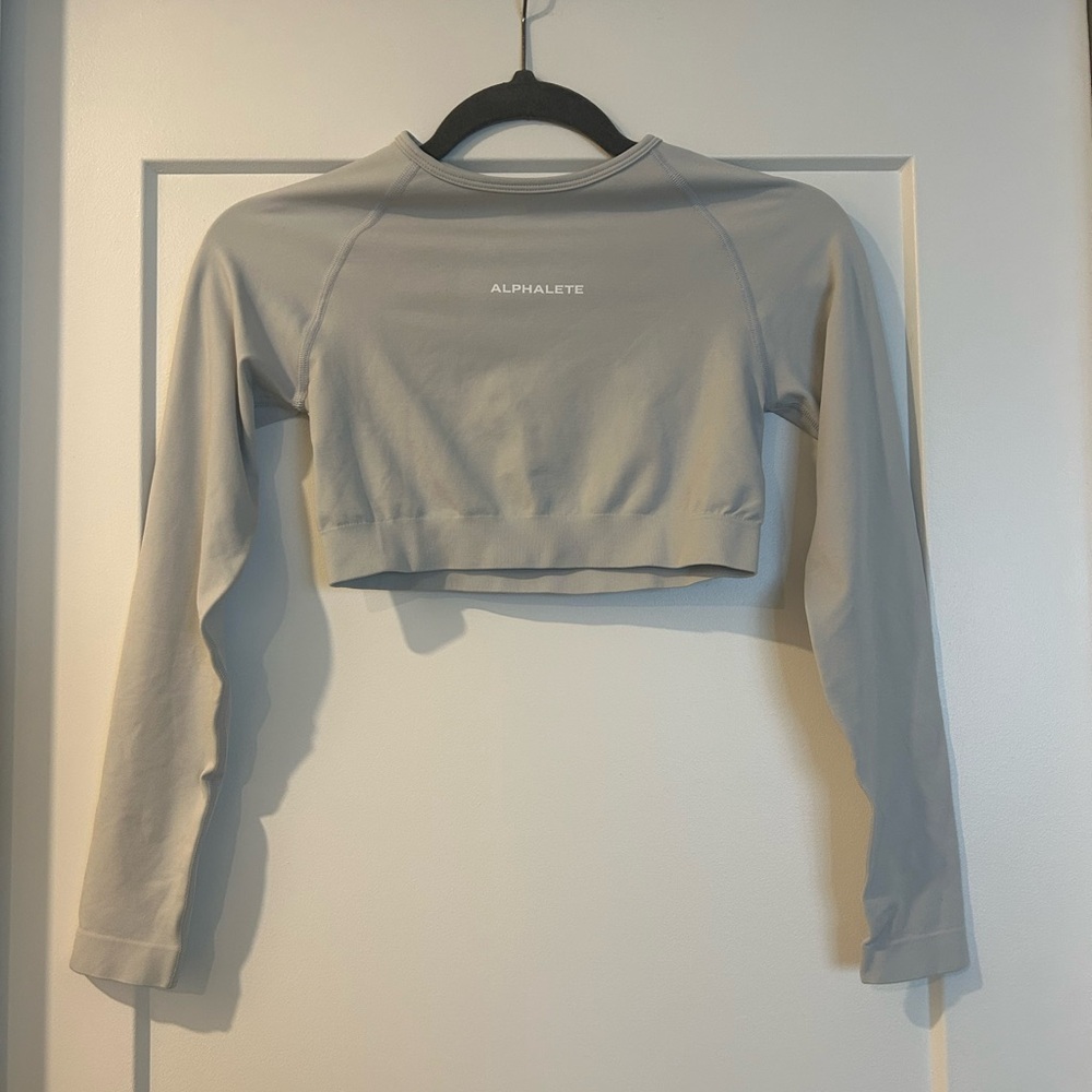 Alphalete Gray Long Sleeve Crop Top